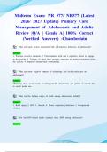 Midterm Exam&colon; NR 577&sol; NR577 &lpar;Latest 2026&sol; 2027 Update&rpar; Primary Care Management of Adolescents and Adults Review &vert;Q&sol;A &vert; Grade A&vert; 100&percnt; Correct &lpar;Verified Answers&rpar; -Chamberlain