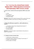 New York State Bar Actual Exam &lpar;Latest  Update 2025 &sol; 2026&rpar; Questions & Answers  with Rationales&vert; 100&percnt; Correct &vert; Grade