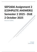  SEP2606 Assignment 2 &lpar;COMPLETE ANSWERS&rpar; Semester 2 2025 - DUE 2 October 2025
