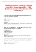 New York Occupational Therapist &lpar;OT&rpar; Licensing Actual Exam &lpar;Latest Update 2025 &sol; 2026&rpar; Questions & Answers with Rationales&vert; 100&percnt; Correct &vert; Grade&period;