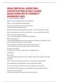 &lpar;NHA&rpar; MEDICAL ASSISTING CERTIFICATION STUDY GUIDE QUESTIONS WITH CORRECT ANSWERS