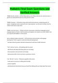 Pediatric Final Exam Questions and Verified Answers