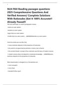 NLN PAX Reading passages questions 2025 Comprehensive Questions And Verified Answers&sol; Complete Solutions With Rationales &vert;Get It 100&percnt; Accurate&excl;&excl; Already Passed&excl;&excl;