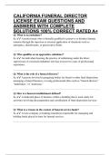 CALIFORNIA FUNERAL DIRECTOR LICENSE EXAM QUESTIONS AND ANSWERS WITH COMPLETE SOLUTIONS 100&percnt; CORRECT RATED A&plus;
