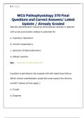 WCU Pathophysiology 370 &ndash; Final Exam Questions and Correct Answers &lpar;Latest Update&comma; Already Graded&rpar;