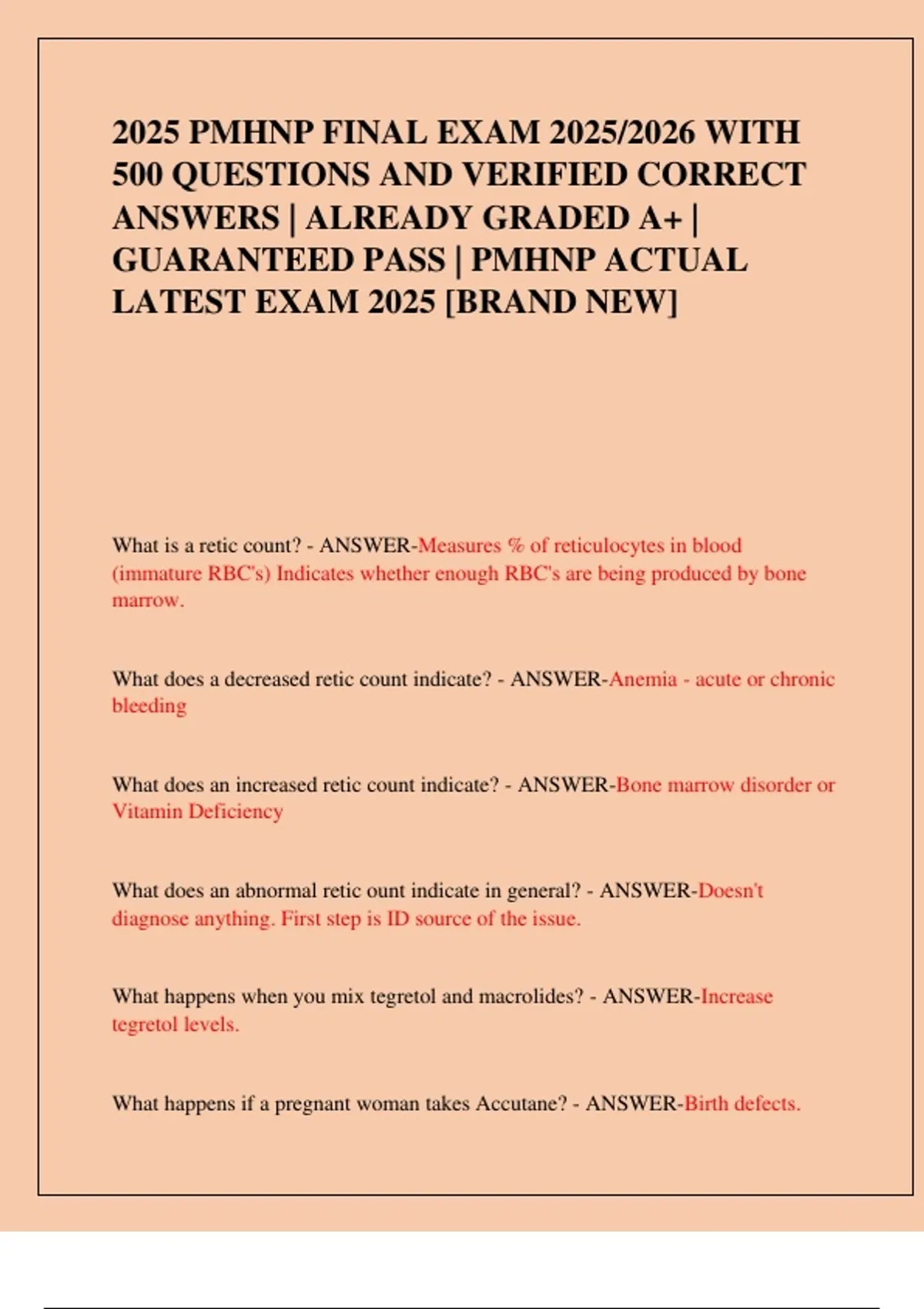 2025 PMHNP FINAL EXAM 2025/2026 WITH 500 QUESTIONS AND VERIFIED CORRECT ...