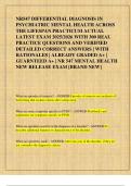 NR547 DIFFERENTIAL DIAGNOSIS IN  PSYCHIATRIC MENTAL HEALTH ACROSS  THE LIFESPAN PRACTICUM ACTUAL  LATEST EXAM 2025&sol;2026 WITH 300 REAL  PRACTICE QUESTIONS AND VERIFIED  DETAILED CORRECT ANSWERS &vert; WITH  RATIONALES &vert; ALREADY GRADED A&plus; &vert;  GUARNTEED A&plus; &vert; NR 54