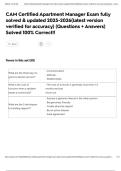 CAM Certified Apartment Manager Exam fully solved & updated 2025-2026&lpar;latest version verified for accuracy&rpar; &lpar;Questions &plus; Answers&rpar; Solved 100&percnt; Correct&excl;&excl;