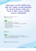 Final Exam&colon; NR 599&sol; NR599 &lpar;Latest 2026&sol; 2027 Update&rpar; Nursing Informatics for Advanced Practice Guide&vert; Q&sol;A &vert; Grade A&vert; 100&percnt; Correct &lpar;Verified Answers&rpar; -Chamberlain