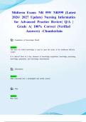Midterm Exam&colon; NR 599&sol; NR599 &lpar;Latest 2026&sol; 2027 Update&rpar; Nursing Informatics for Advanced Practice Review&vert; Q&sol;A &vert; Grade A&vert; 100&percnt; Correct &lpar;Verified Answers&rpar; -Chamberlain