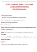 OSHA 511 General Industry Exam &lpar;Latest 2026&sol;2027 Update&rpar; Complete Questions and Guide Answers&comma; 100&percnt; Verified Graded A&plus;