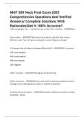 MGT 300 Neck Final Exam 2025 Comprehensive Questions And Verified Answers&sol; Complete Solutions With Rationales&vert;Get It 100&percnt; Accurate&excl;&excl;