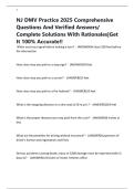NJ DMV Practice 2025 Comprehensive Questions And Verified Answers&sol; Complete Solutions With Rationales&vert;Get It 100&percnt; Accurate&excl;&excl;