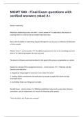 MGMT 500 - Final Exam questions with verified answers rated A&plus;