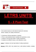 LETRS Units 5-8 Post-Test&colon; Full Questions&comma; Verified Answers&comma; and Rationale &lpar;Volume 2&rpar;