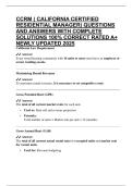 CCRM &lpar; CALIFORNIA CERTIFIED RESIDENTIAL MANAGER&rpar; QUESTIONS AND ANSWERS WITH COMPLETE SOLUTIONS 100&percnt; CORRECT RATED A&plus; NEWLY UPDATED 2025