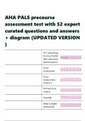 AHA PALS precourse assessment test with 52 expert curated questions and answers &plus; diagrams