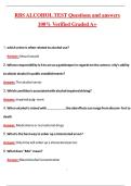 RBS Alcohol Test &lpar;Latest 2026&sol;2027 Update&rpar; Complete Questions and Guide Answers&comma; 100&percnt; Verified Graded A&plus;