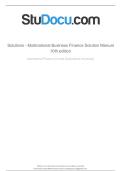 Solution Manual for Multinational Business Finance 10th Edition &vert; Chapter 1-11 Covered &vert; Questions with Correct Answers 2025&sol;2026 &vert; Graded A&plus;