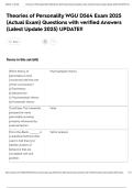 Theories of Personality WGU D564 Exam 2025 &lpar;Actual Exam&rpar; Questions with verified Answers &lpar;Latest Update 2025&rpar; UPDATE&excl;&excl;
