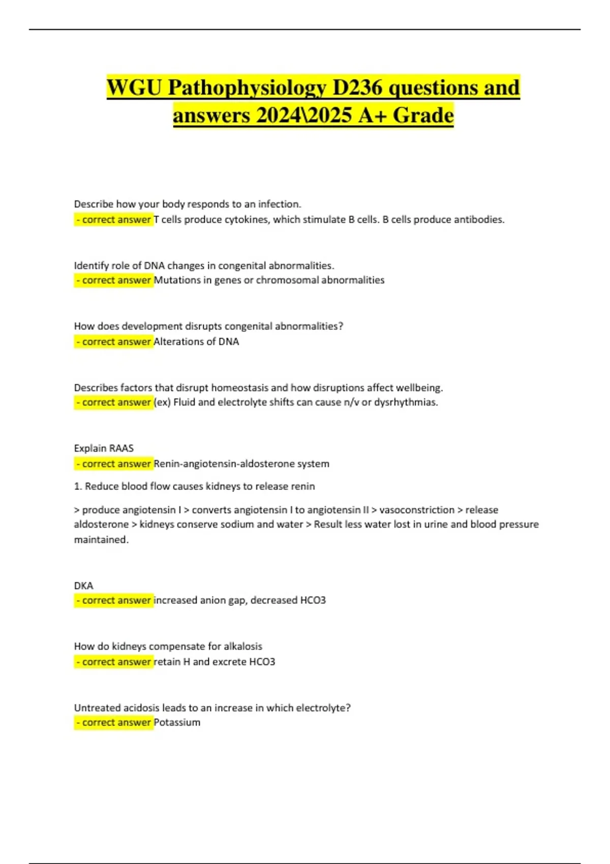 WGU D236 Pathophysiology Final Exam 2024/2025 – Real Verified Questions ...
