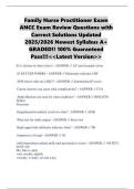 Family Nurse Practitioner Exam ANCC Exam Review Questions with Correct Solutions Updated 2025&sol;2026 Newest Syllabus A&plus; GRADED&excl;&excl; 100&percnt; Guaranteed Pass&excl;&excl;&excl;<<Latest Version>>