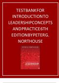 TEST BANK FOR INTRODUCTION TO LEADERSHIP CONCEPTS AND PRACTICE 6TH EDITION BY PETER G&period; NORTHOUSE