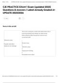 CJE PRACTICE EXAM 1 Exam &lpar;updated 2025&rpar; Questions & Answers &vert; Latest Already Graded A&plus; UPDATE 2025&vert;2026
