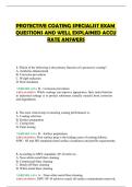 PROTECTIVE COATING SPECIALIST EXAM QUESTIONS AND WELL EXPLAINED ACCURATE ANSWERS