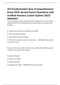 ATI Fundamentals Quiz &lpar;Comprehensive&rpar; Exam 2025 &lpar;Actual Exam&rpar; Questions with verified Answers &lpar;Latest Update 2025&rpar; UPDATE&excl;&excl;