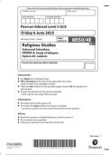 Pearson Edexcel Level 3 GCE 8RS0&sol;4E Religious Studies Advanced Subsidiary PAPER 4&colon; Study of Religion Option 4E&colon; Judaism June 2025