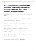 CJIS Recertification Test Review EXAM Questions & Answers &vert; 100&percnt; Verified solutions &vert;Questions with Correct Answers 2025 latest update&excl;&excl;