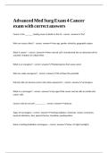 Advanced Med Surg Exam 4 Cancer exam with correct answers