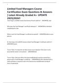 Limited Food Managers Course Certification Exam Questions & Answers &vert; Latest Already Graded A&plus; UPDATE 2025&vert;2026&excl;&excl;