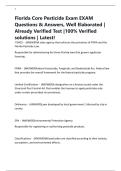 Florida Core Pesticide Exam EXAM Questions & Answers&comma; Well Elaborated &vert; Already Verified Test &vert;100&percnt; Verified solutions &vert; Latest&excl;