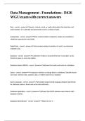 Data Management - Foundations - D426 WGU exam with correct answers