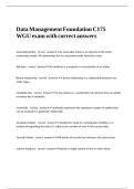 Data Management Foundation C175 WGU exam with correct answers 