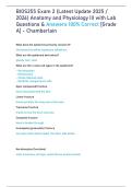 BIOS255 Exam 2 &lpar;Latest Update 2025 &sol; 2026&rpar; Anatomy and Physiology III with Lab Questions & Answers 100&percnt; Correct &lbrack;Grade A&rsqb; - Chamberlain