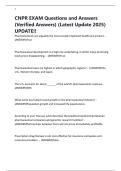 CNPR EXAM Questions and Answers &lpar;Verified Answers&rpar; &lpar;Latest Update 2025&rpar; UPDATE&excl;&excl;