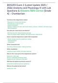 BIOS255 Exam 2 &lpar;Latest Update 2025 &sol; 2026&rpar; Anatomy and Physiology III with Lab Questions & Answers 100&percnt; Correct &lbrack;Grade A&rsqb; - Chamberlain
