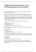ASWB Social Work Bachelor Level LSW Exam Questions and Answers