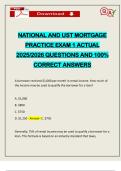 NATIONAL AND UST MORTGAGE PRACTICE EXAM 1 ACTUAL 2025&sol;2026 QUESTIONS AND 100&percnt; CORRECT ANSWERS