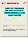JORDAN DRIVING SCHOOL NC DMV TEST SG &lpar;1-25&rpar; ACTUAL 2025&sol;2026 QUESTIONS AND 100&percnt; CORRECT ANSWERS
