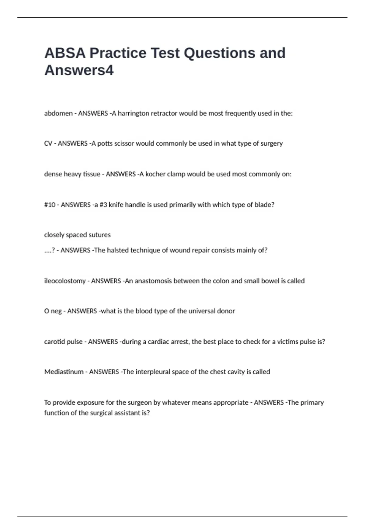 Cart Absa ABSA Practice Test Questions and Answers - ABSA Practice - Stuvia US
