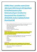 USMLE Step 1 practice exam &lpar;Form 182&rpar; Exam With Actual 120 Questions & Verified Answers&comma;Plus Rationales&sol;Expert Verified For Guaranteed Pass Graded A&plus;&sol; 2025&sol;2026 &sol;Latest Update&sol;Instant Download Pdf