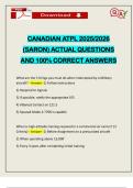 CANADIAN ATPL 2025&sol;2026 &lpar;SARON&rpar; ACTUAL QUESTIONS AND 100&percnt; CORRECT ANSWERS