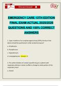 EMERGENCY CARE 13TH EDITION FINAL EXAM ACTUAL 2025&sol;2026 QUESTIONS AND 100&percnt; CORRECT ANSWERS