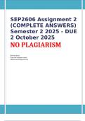 SEP2606 Assignment 2 &lpar;COMPLETE ANSWERS&rpar; Semester 2 2025 - DUE 2 October 2025