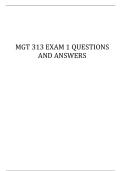 MGT 313 EXAM 1 QUESTIONS AND ANSWERS