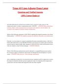 Texas All Lines Adjuster Exam &lpar;Latest 2026&sol;2027 Update&rpar; Complete Questions and Guide Answers